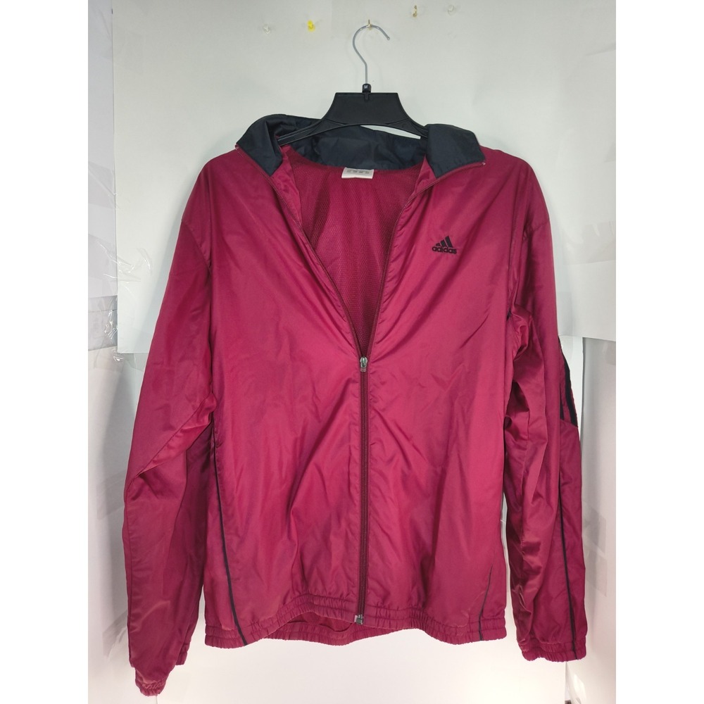 Adidas Jacket mens Medium Pink Full Zip Windbreaker Running Lightweight Athletic
